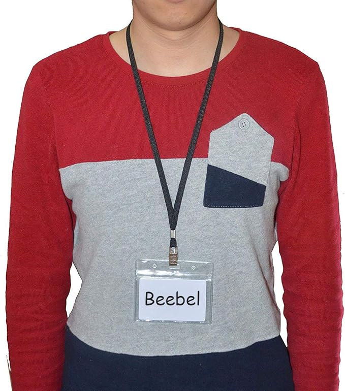 Beebel Lanyard 100 Pack Gray Badge Lanyards Flat Lanyards Round 32" with Badge Clip