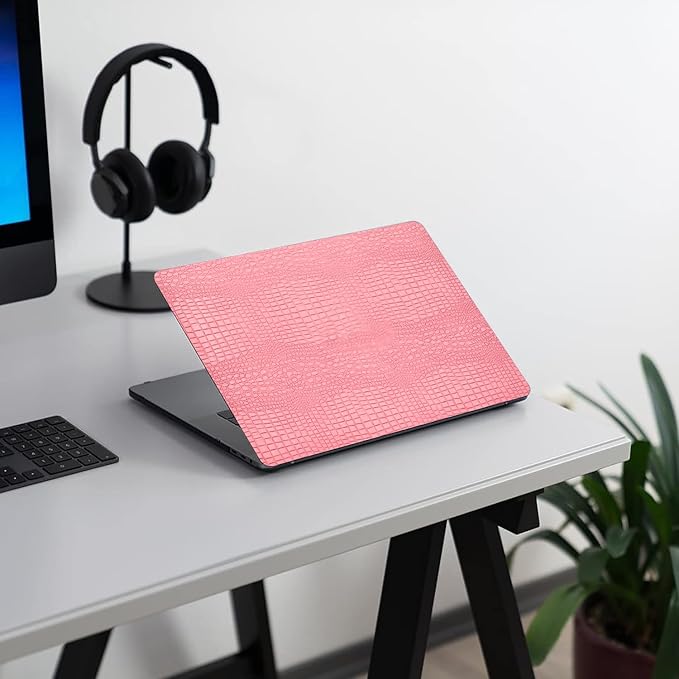 DTangLsm Compatible with Crocodile MacBook Air 13 inch Case 2025-2022 M4 M3 M2 A3240 A3113 A2681, Crocodile Skin Alligator PU Leather Hard Shell Case for Mac Book Air 13.6 inch+Keyboard Cover, Pink