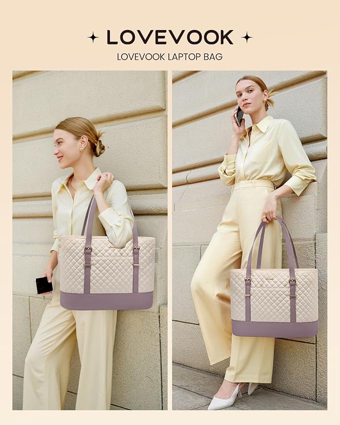 LOVEVOOK Laptop Bag for Women, 15.6 Inch Work Tote Computer Bag With Large Cup Holder, Lightweight Large Laptop Briefcase for Travel, Bussiness, Teacher