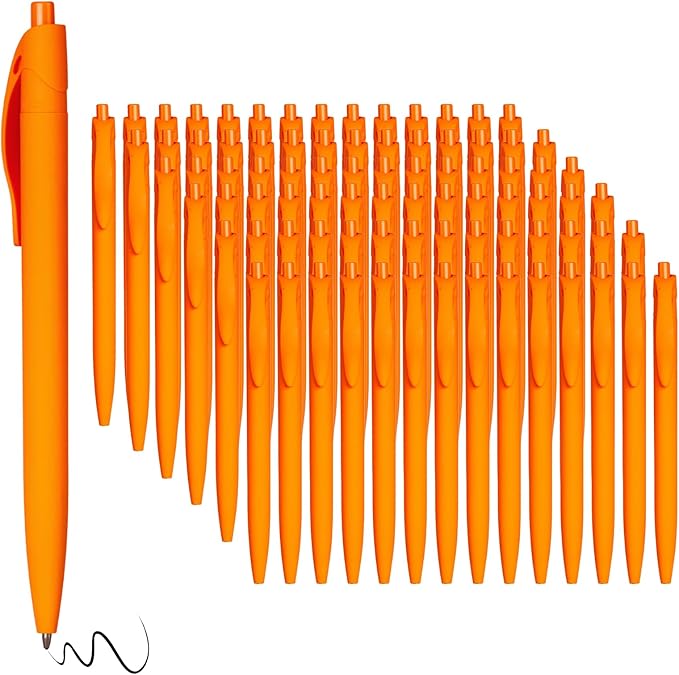 BallPoint Pens, 100 Pack (BLACK Ink),Bulk Pens, Orange Barrel,Click Pens for Office Home and School, Retractable Ballpoint Pens, Medium Point, 1.00MM (Orange)