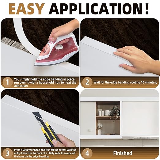 GSCIT Club White Edge Banding, 3/4 inch x 100ft Melamine Edge Banding with Hot Melt Adhesive Pre-glued Edge Banding Flexible Edging for Plywood Cabinet Furniture