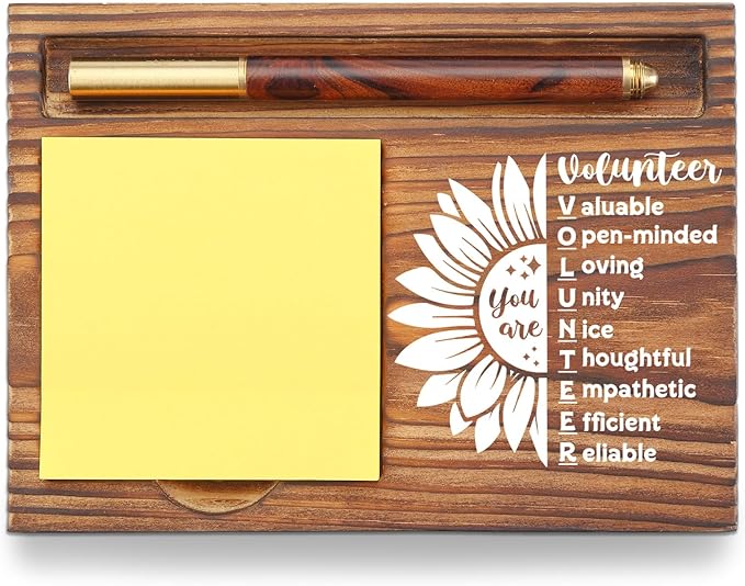 Volunteer Gifts Sticky Note Holder, Thank You Appreciation Gifts for Volunteers, Office Desk Organizer, Employee Recognition Desk Accessory TZP117