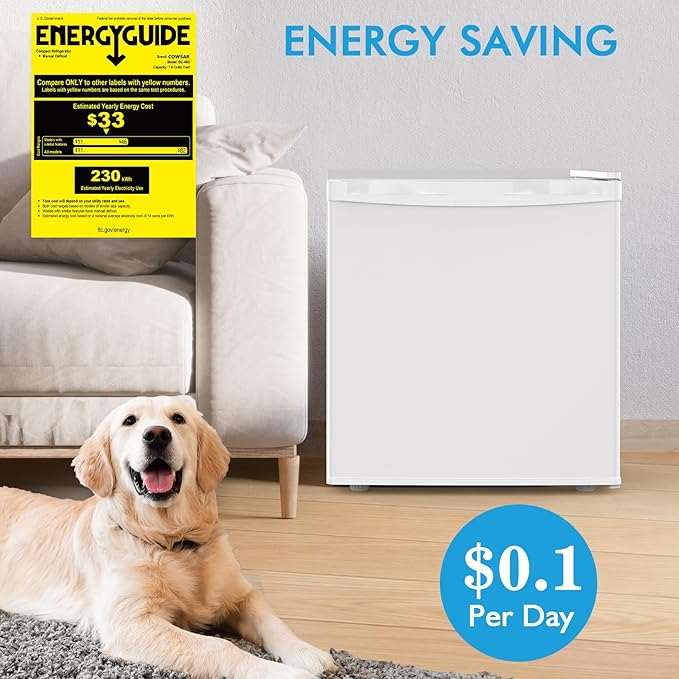 COWSAR 1.6 Cu.Ft Compact Fridge with Freezer, Small Refrigerator with 7 Temperature Settings, Energy-efficient Low Noise Fridge Suitable For Dorm, Office, Bar, RV, Bedroom, Commercial