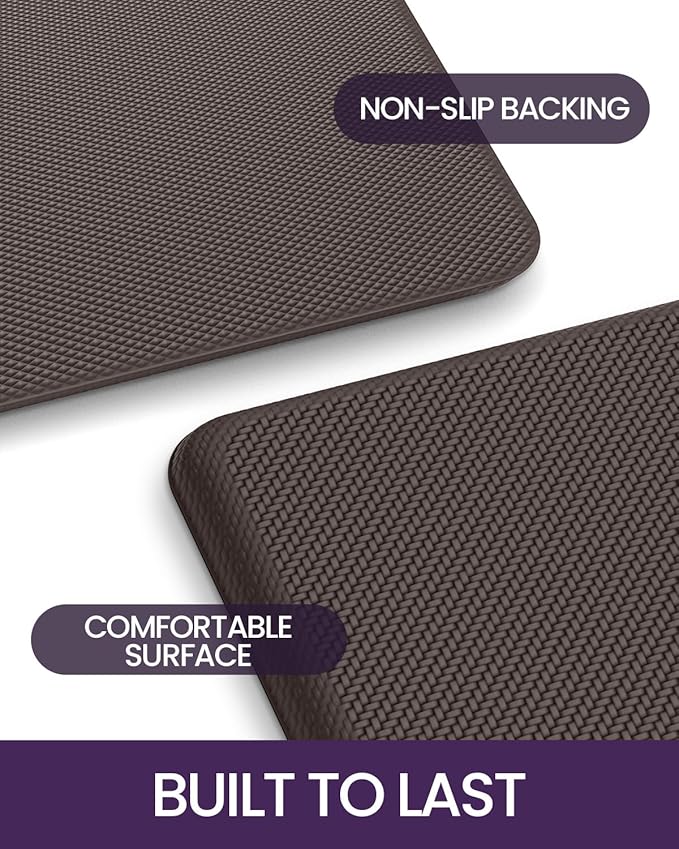 DEXI Kitchen Mat Cushioned Anti Fatigue, Non Slip Waterproof Comfort Standing Floor Rug for Kitchen, Office, Sink, Laundry, 48x20, Brown