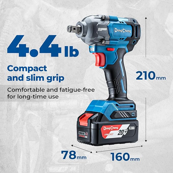 Dong Cheng 20V Brushless Impact Wrench, Max Torque 360 ft-lbs (488N.m), 1/2 inch with 3 Mode Speed, 2400 RPM Cordless Impact Gun, Bare Tool
