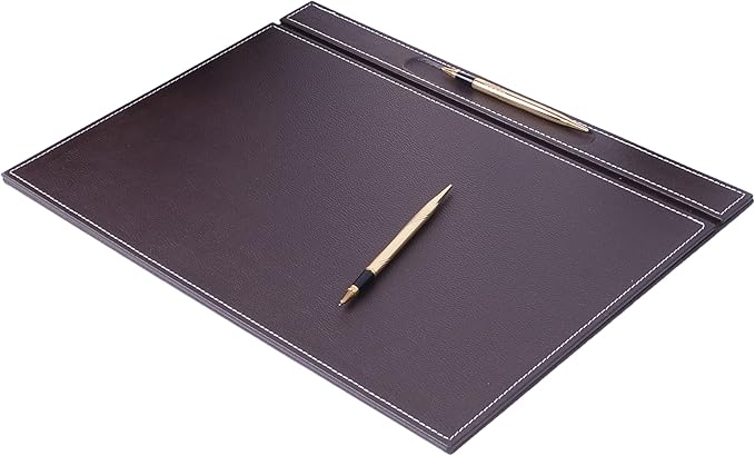 MOOGCO Leather Desk Set-Desk Office Accessories-Office Organizer- Home Office Accessories - Desk Supplies - Desk Storage Organizer -Desk Pad-Storage-12 Pieces -12 PCS(BROWN)