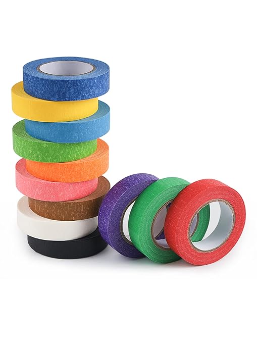 Lichamp Colored Tape, 12 Rolls Colorful Masking Tape Painters Color Craft Tapes for Labeling Classroom, 0.6 inch x 15 Yards (45 Feet) Per Roll (Total 180 Yard, 540 Feet)