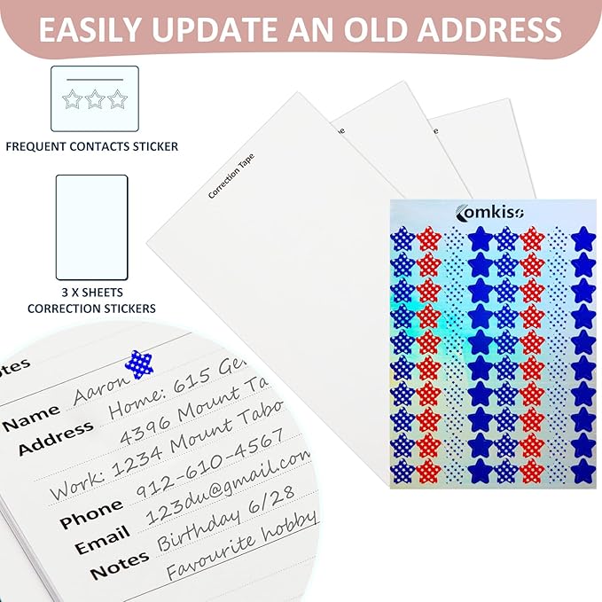 Address Book with Individual Alphabetical Tabs Laminated, Large Print Address Book with 468 Wide Lining Entry Spaces, Change of Address Labels, Hardcover Address Book 5.7 x 8.5" - Rose Gold