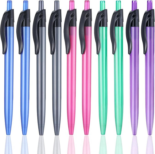 Yuxingrong Retractable Black Ballpoint Pen for Smooth Writing 1.0mm Medium Pack of 100, click pens with comfort grip, Idea for Journaling, Planner, Note Taking