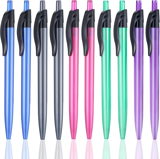 Yuxingrong Retractable Black Ballpoint Pen for Smooth Writing 1.0mm Medium Pack of 50, click pens with comfort grip, Idea for Journaling, Planner, Note Taking