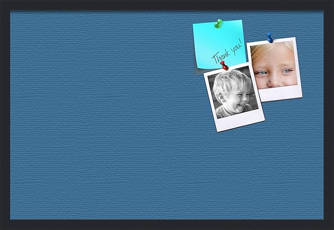 PinPix 30x20 Inch Cork Bulletin Board. This Decorative Framed Pin Board Comes with Navy Pastel Design and a Satin Black Frame. Ideal for Home Office Decor or Message Board (PinPix-1811)