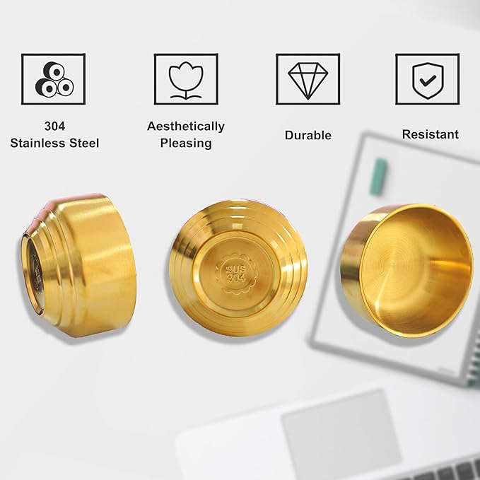 Paper Clip Holder & Organizer - 2-Pack Metal Desk Bowls for Office Accessories, Holds Binder Clips, Paper Clips & Small Parts | Space-Saving Desktop Organizer (Gold)