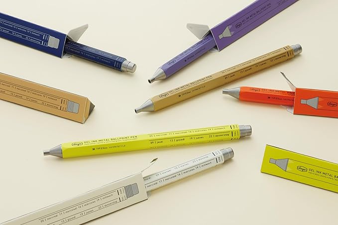 MARK'STYLE days, Gel Ink Metal Ballpoint Pen - 0.5mm Retractable Black Ink, Retro styling Light Weigh Pen, Made in Japan- Perfect for School, Office, and Journaling (Green)