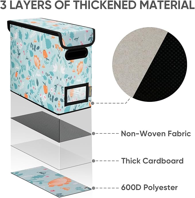 BALEINE File Organizer Box with Lid, Collapsible File Folder Organizer with Plastic Slide, Hanging File Folder Box for Office Document Storage (2 Pack, Spring Stroll, S)