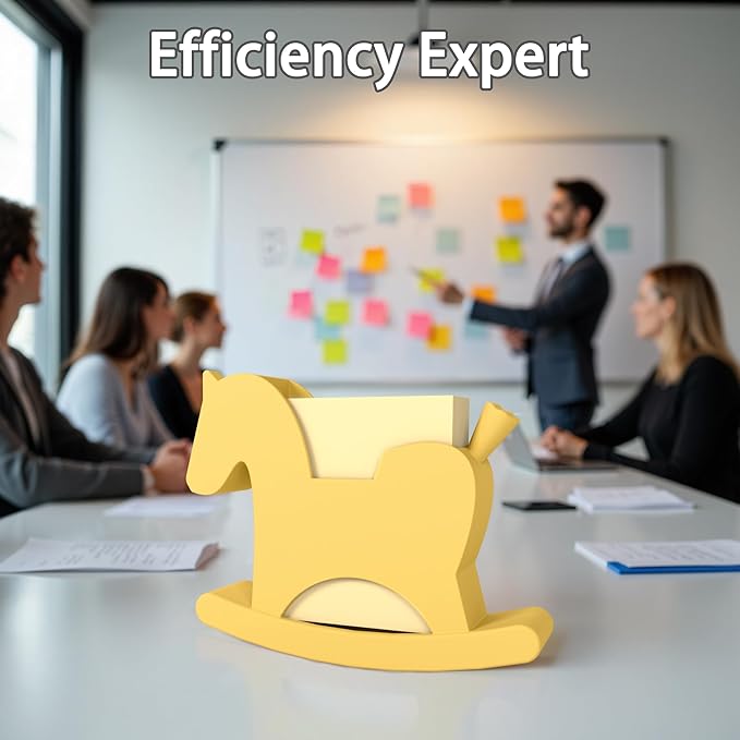 Li&Zhao Horse Sticky Note Holder - Cute Post It Note Dispenser Memo Dispenser Pen Holder Sticky Note Dispenser Post It Note Holder Notepad Holder for Desk School Office(Yellow)