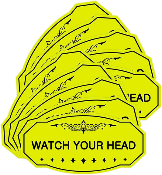 Signs ByLITA Victorian Watch Your Head Sign (Yellow/Black) - Large 10 Pack