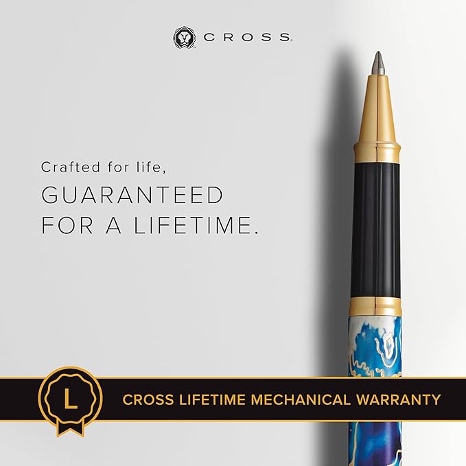 Cross Wanderlust Refillable Rollerball Pen Presented in a Luxury Gift Box - Medium Point, Black Ink,