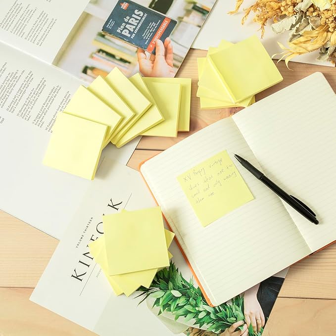 (16 Pack) Sticky Notes 3x3 in Yellow, Sticky Pads, Recyclable, Self-Stick Pads, Easy to Stick for Home, Office, Notebook