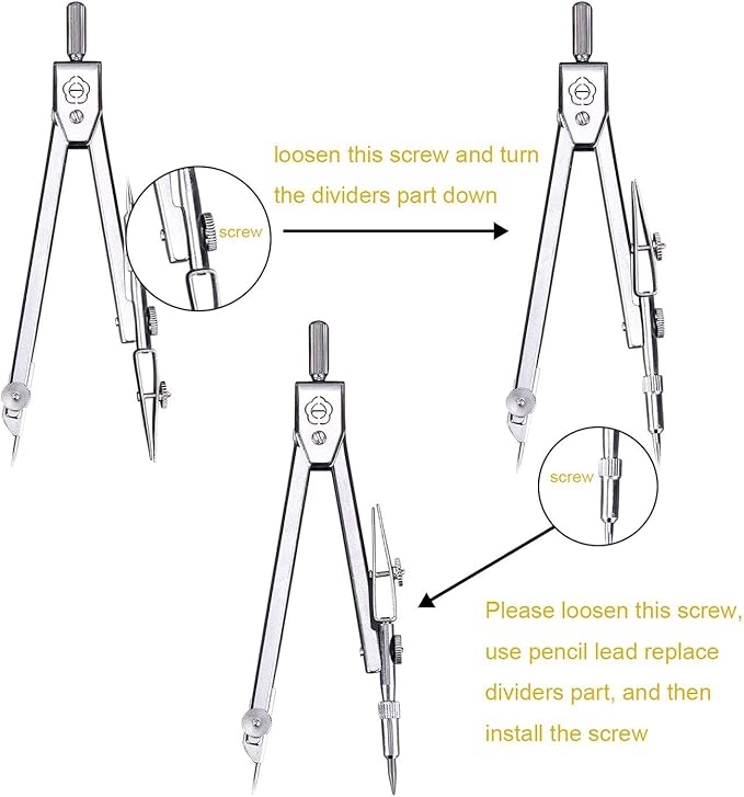 Drawing Compass and 6 Inch Protractor, Student Geometry Math Set