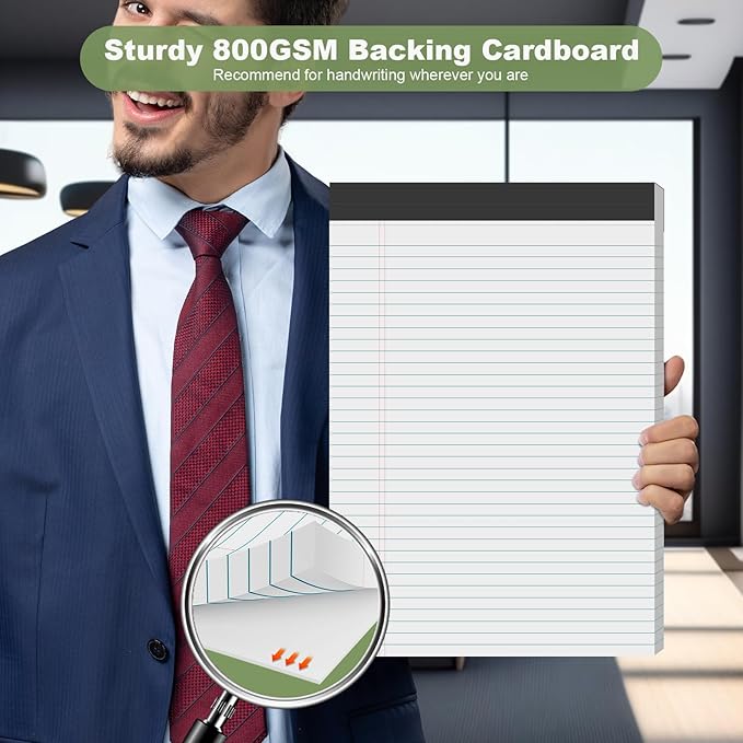 4 Pack Note Pads 8.5 x 11 White Legal Pads Narrow Ruled - 30 Sheets Per Notepad, Double-Side Printed Thick Writing Pads, Perforated Legal Pad 8.5 x 11 Notepads Paper for School College Office Business