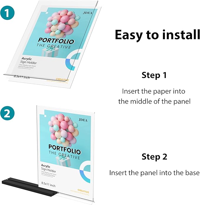 Acrylic Sign Holder Desktop Display Holder for Homes Restaurants Offices Shops (3 Pack 8.5x11 Black)