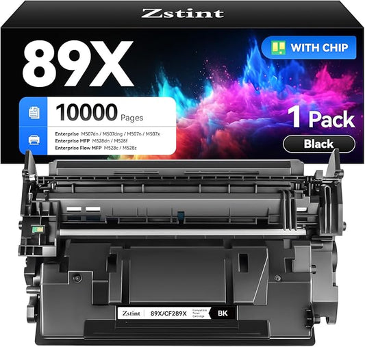89X Black Toner Cartridge 1-Pack High Yield with Chip Replacement for HP 89X CF289X 89A CF289A Cartridges Compatible with HP LaserJet Enterprise Flow MFP M528c M528z M507dn M507dng M507n M507x Printer
