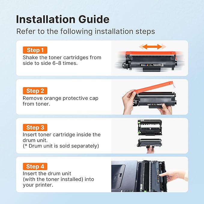 E-Z Ink Compatible Toner Cartridge Replacement for Brother TN830XL TN 830 TN830 Toner Cartridges for HL-L2460DW DCP-L2640DW HL-L2480DW HL-L2400D HL-L2405W MFC-L2820DW Printer (4 Black)