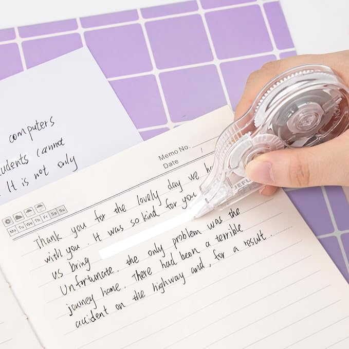 12 Pcs Colorful Core Correction Tape, 39.37 Ft White Wrong Out Tear-Resistant Bulk, Instant Corrections Easy to Use Applicator for School, Office, Note Taking, Journal (Tape Width 0.2 in)