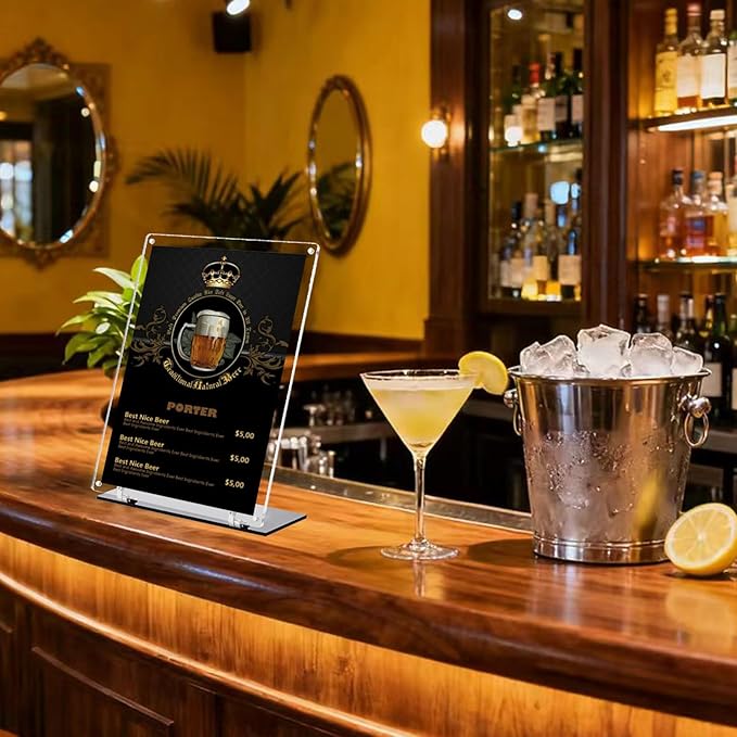 8.5"x11" Acrylic Sign Holder, 180° Adjustable Magnetic Code Sign Menu Stand, Double-Sided Clear Table Paper Display Holder For Office, Store, Restaurant