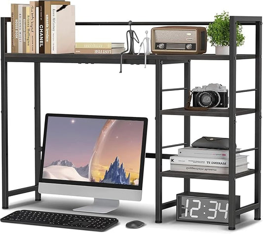 Desk Shelf, 38.5 Inch Desk Hutch for Computer Monitor, Computer Desktop Bookshelf Storage Rack Adjustable Desk Hutch Top Only, 3 Tier Desktop Organizer Shelf for Office Home Dorm, Black