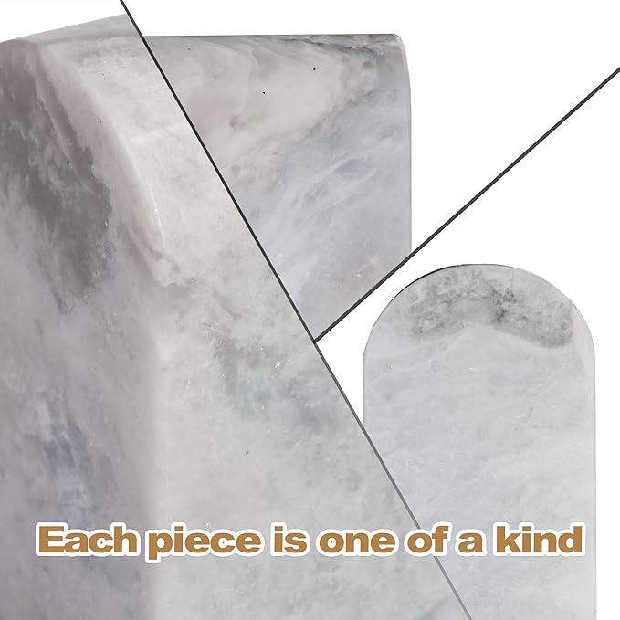 Koville African Natural Marble Bookends for Shelves, Non-Slip Book Ends, 13LBS Ultra Heavy Duty Marble Book Holder Organizer, Apartment Decor for Movies/CD/Video Games