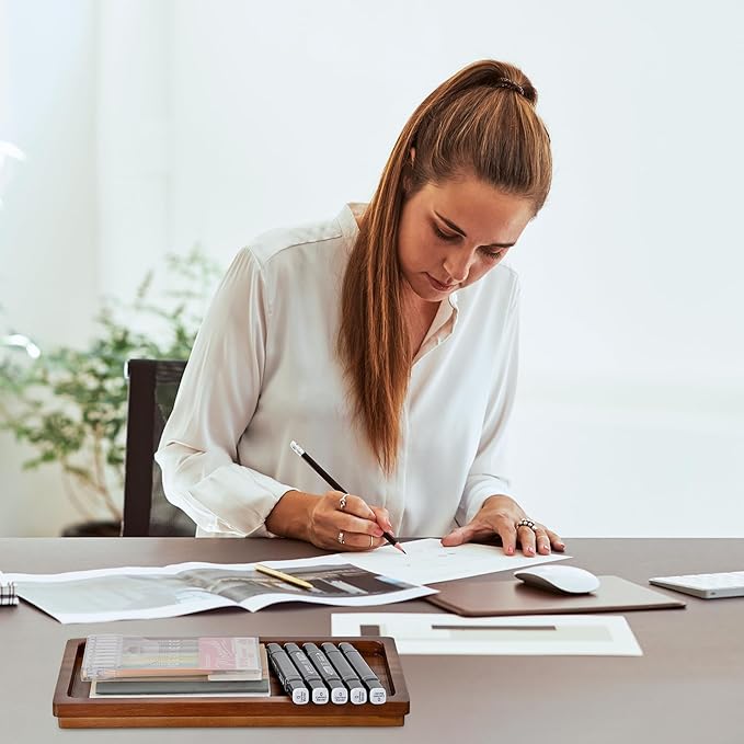Demigo Acacia Wood Valet Tray & Catchall (11.9x6x1 inch) - Wooden Desk Organizer for Office Supplies, Keys, Wallet & Mail - Entryway & Nightstand Decor