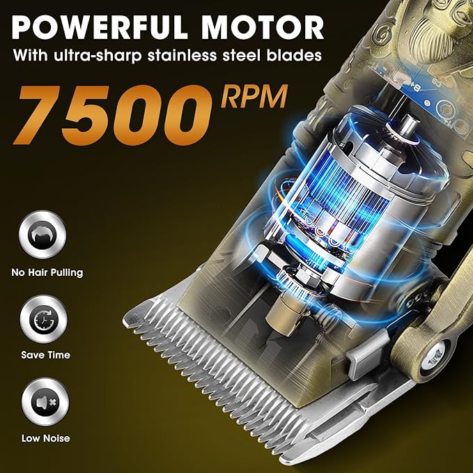 RESUXI Professional Hair Clippers for Men Electric Razor Shavers Nose Hair Trimmer and Detail Trimmer 5 Pcs Set，Cordless Beard Trimmer Barber Clippers for Hair Cutting Mens Grooming Kit