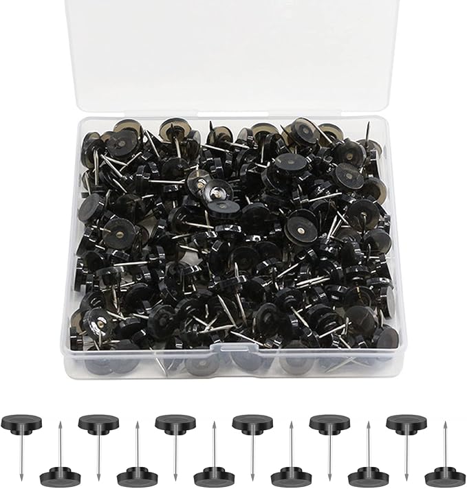 Push Pins for Cork Board,Black Flat Push Pins for Wall Hangings,60 Count Thumb Tacks Plastic Head with Steel Point for Bulletin Board in Reusable Box
