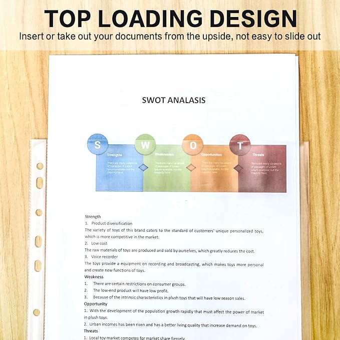 Sheet Protectors, PANDRI 400 Pack Clear Heavy Duty Plastic Page Protectors Sheet Reinforced 11-Hole Fit for 3 Ring Binder Fits Standard 8.5 x 11 Paper, 9.25 x 11.25 Top Loaded, Excluding Acid