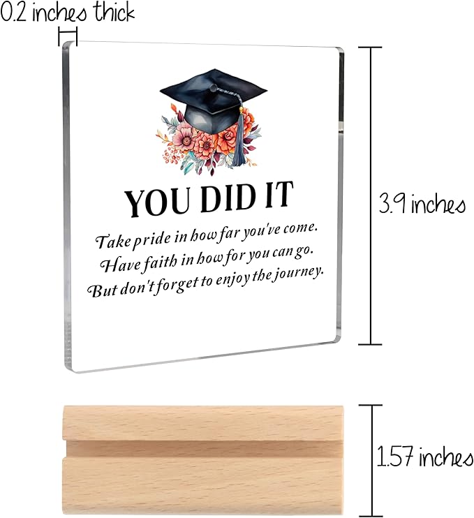 Graduation Gifts for Her Him, Inspirational Gifts Masters Degree College High School Graduation Gifts for Her Him, Cool Graduation Gifts Congratulations Gift You Did It Clear Desk Decorative Sign