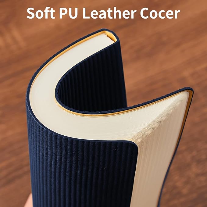 Lined Journal Notebook for Work College Ruled Note Book 7.2"x9.6" B5 PU Leather Daily Journaling 160 Pages for Women Men Writing Home School Supplies Business (Dark Blue)