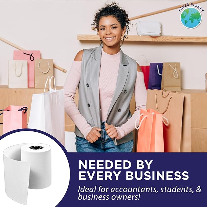 Adding Machine Bond Paper Rolls for Finance and Tax Professionals by Paper Planet | Printing Calculator Rolls Compatible with Select Canon, Casio, Sharp, and Victor Adding Machines | 12 Rolls