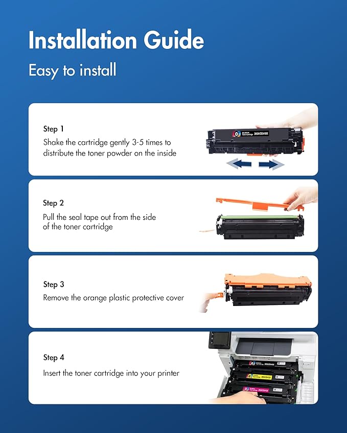 305X Toner Cartridges (with Chip) - 4 Pack High Yield Replacement for HP 305A Toner Cartridge CE410A, Works for Laserjet Pro 400 M451dn M451nw M475dn M475dw M451dw M375nw Series Printer | CE410X