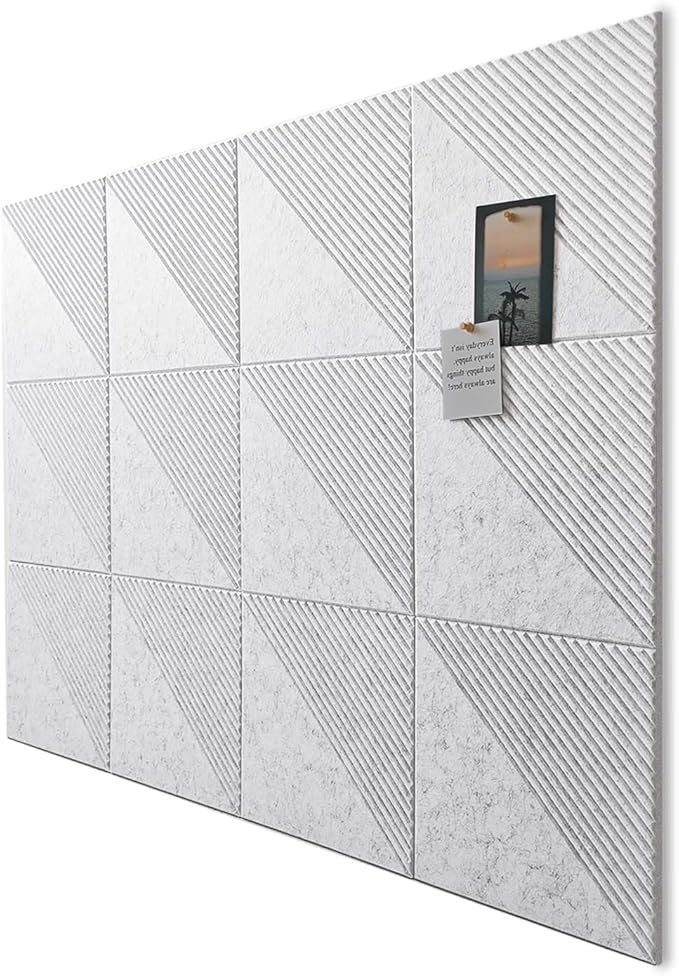 Large Cork Board for Walls 48"x 36", 12 Pack Felt Wall Tiles with Safe Removable Adhesive Tabs, Cork Board for Office,Pinboard Bulletin Board - Light Gray