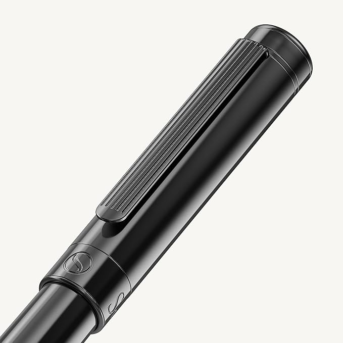 Scriveiner Gun-Metal Rollerball Pen - Stunning Luxury Pen, Schmidt Ink Refill, Best Roller Ball Gift Set for Men & Women, Professional, Executive Office, Nice Pens