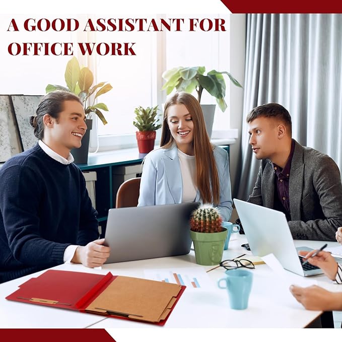 Skyygemm 24 Pcs Classification Folders Letter Size, 3 Divider Pressboard File Folder with Fasteners, Expanding File Organizer Bulk for Teachers, Clergy, Office, Church, Christmas Donations (Red)