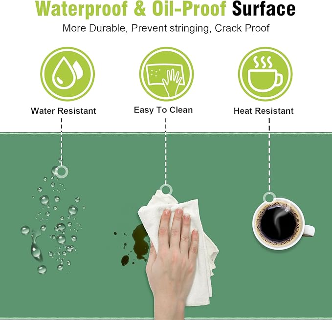 Green Mouse Pad, Smooth Mouse Pads, Non-Slip Rubber Base & Waterproof Gaming Mouse Pad, 31.5L x 11.8W Inches Large Mousepad for Computer, Office & Home, Multifunctional Large Mousepad