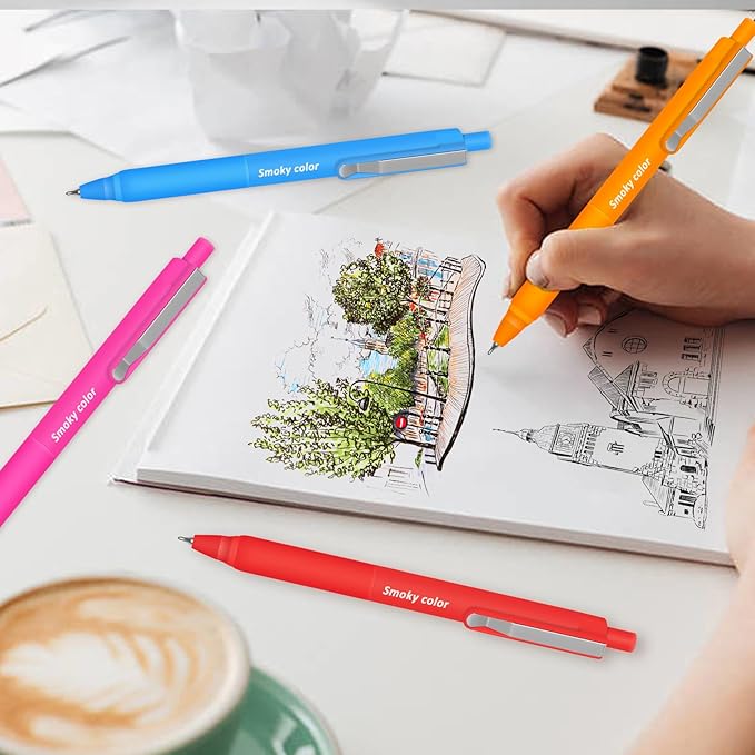 Vitoler Gel Pens, 8 Pack Colored Pens, Colorful Ink Pens Retractable Silence Click Pen Cute Office School Supplies Gifts for Women