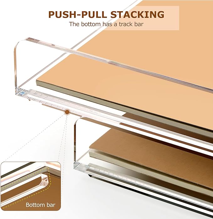 SANRUI 2 Tier Acrylic Stackable Paper Letter Tray, Vertical A4 File Desk Organizer and Accessories Sorter Tray, Clear Workspace Office Supplies Organizers, 12inx9.25inx3.42in