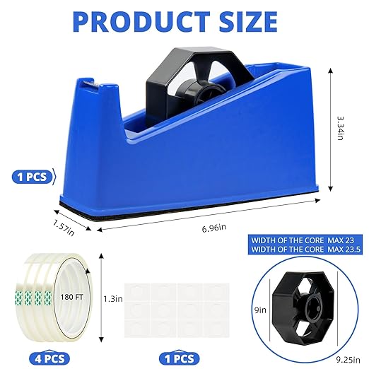 HTVRONT Heat Tape Dispenser - Sublimation Heat Transfer Tape Dispenser Holder fits 1"& 3" Cores, Blue Desk Dispenser Sets for Office and School