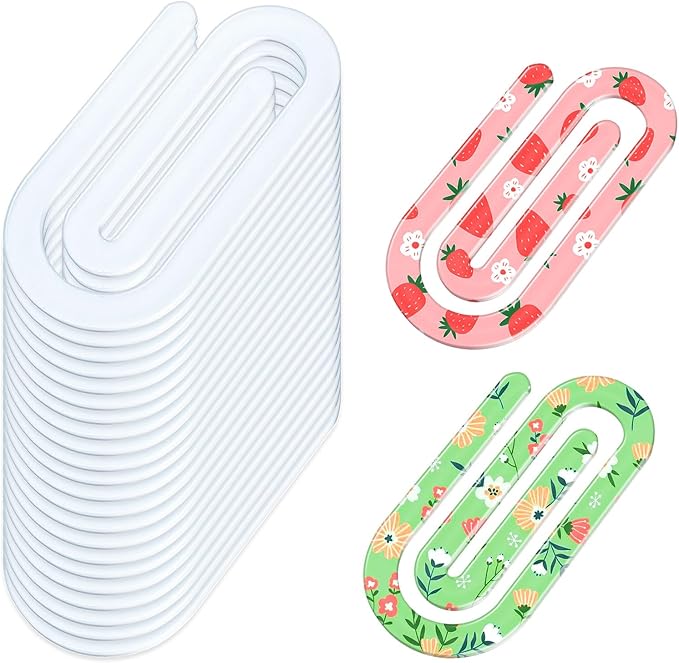 20 Pack Sublimation Blanks Acrylic Paper Clips, 4" x 2" Jumbo Paper Clips Clear for Heat Transfer DIY Design, School Classroom Stationery Office, Home Gift Crafts Supplies