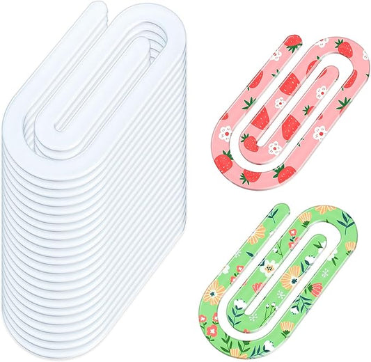 20 Pack Sublimation Blanks Acrylic Paper Clips, 4" x 2" Jumbo Paper Clips Clear for Heat Transfer DIY Design, School Classroom Stationery Office, Home Gift Crafts Supplies