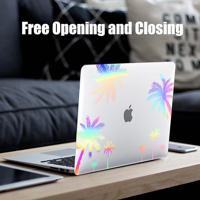 DTangLsm for M4 MacBook Air 13 inch Case 2025 2024-2022 M3 M2 A3240 A3113 A2681, Clear Plastic Hard Case for MacBook Air 13.6 inch Laser Print Laptop Shell&Keyboard Cover for Mac Air M4, Coconut Tree