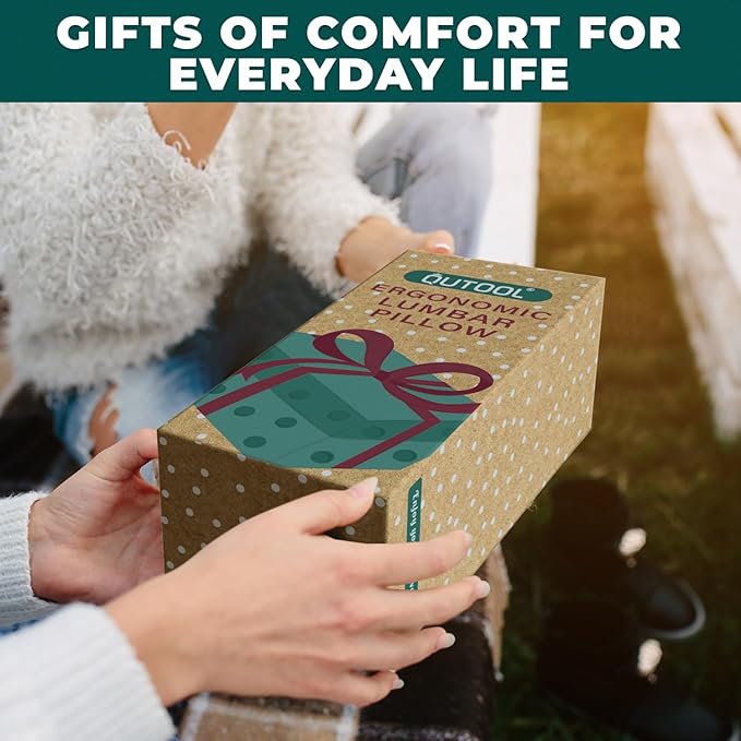 QUTOOL Lumbar Support Pillow with DIY Gift Box - Birthdays Gifts for Women Men, Ergonomic Back Support with Breathable 3D Mesh Cover, Suited for Office Chairs, Gaming Chairs，Car, Home Use (Black)